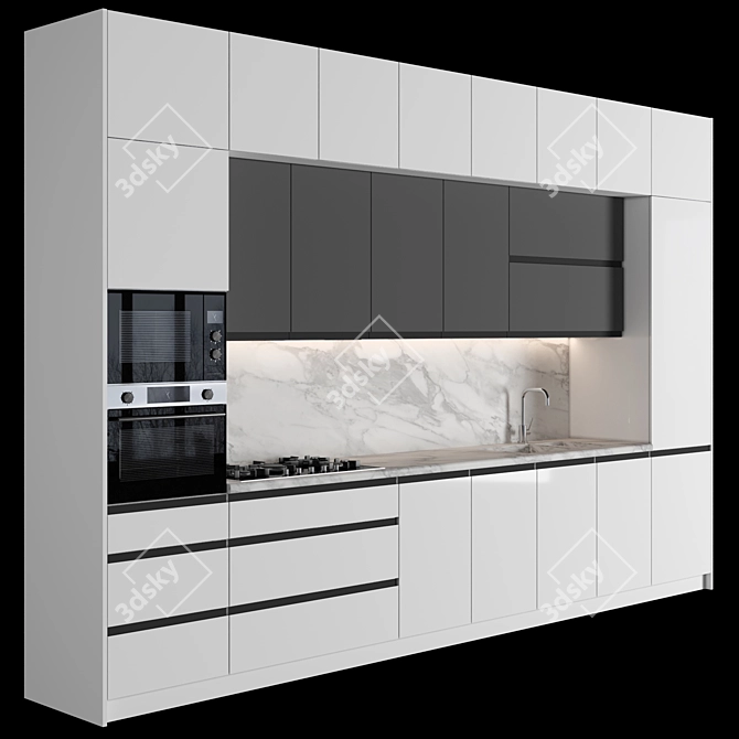 Modern Kitchen: Easy to Edit & Stunning Renders 3D model image 4