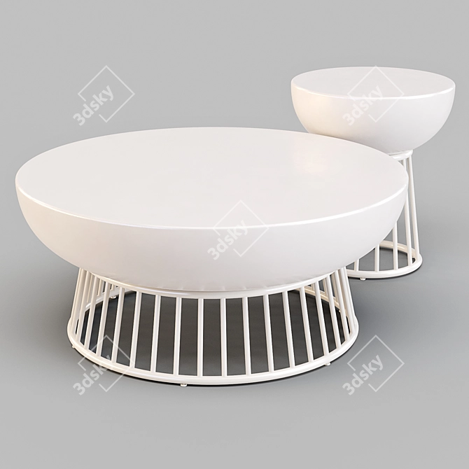 Industrial Sculpture-Style Coffee and Side Table 3D model image 1