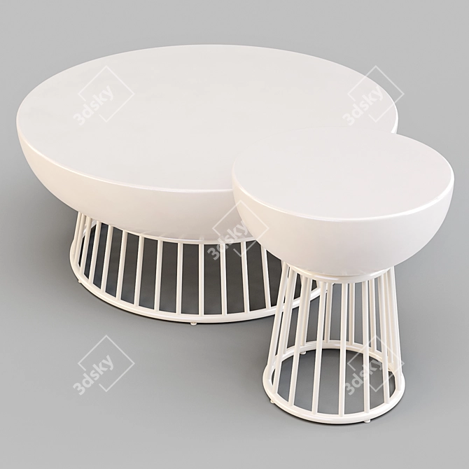 Industrial Sculpture-Style Coffee and Side Table 3D model image 2