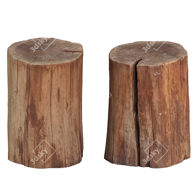  Rustic Wood Slice Coaster Set 3D model image 1