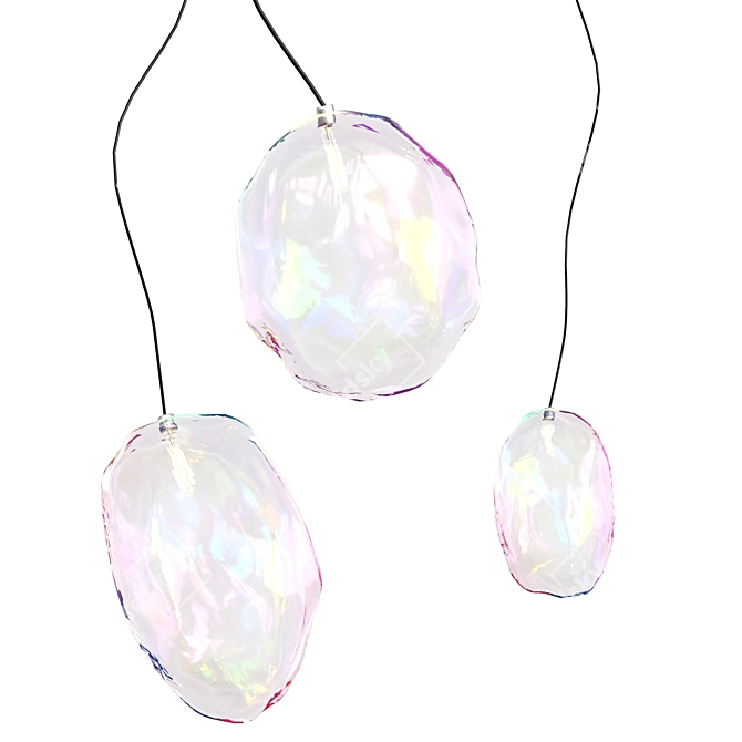 Elegant Glass Bubble Pendant Lamp 3D model image 2