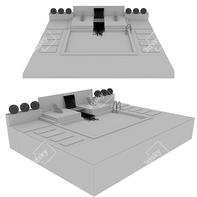 Serenity Falls Pool 3D model image 4