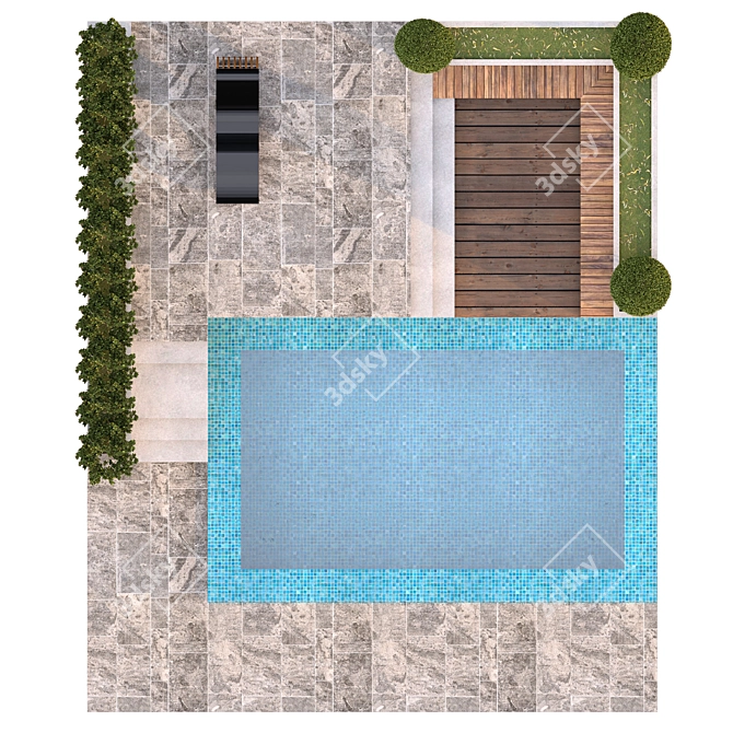 Eco Oasis Pool with Waterfall 3D model image 2