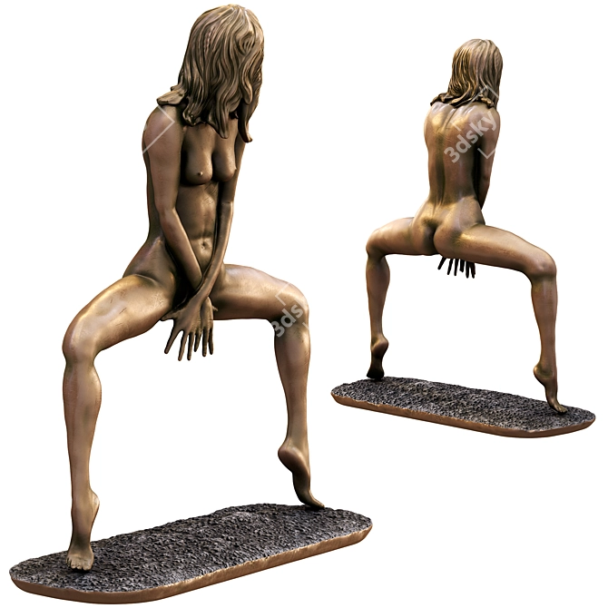 Sensual Bronze Nude Woman Statue 3D model image 2