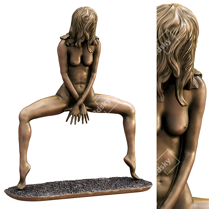 Sensual Bronze Nude Woman Statue 3D model image 6