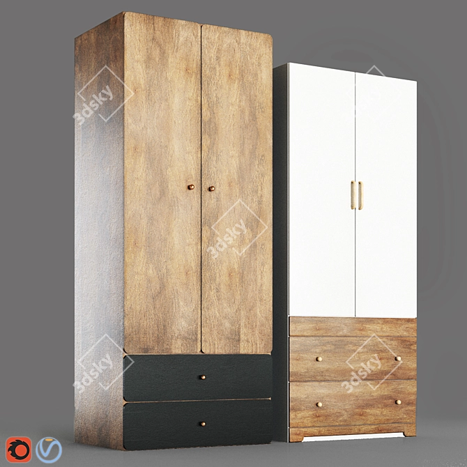 Compact Industrial Wardrobe | Minh Tri 3D model image 1