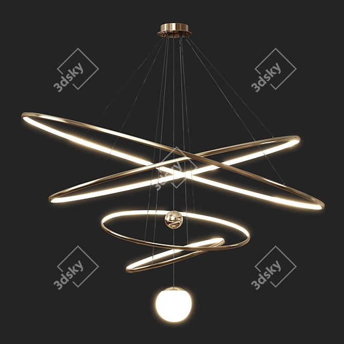 Modern LED Chandelier: Elegant Illumination 3D model image 2