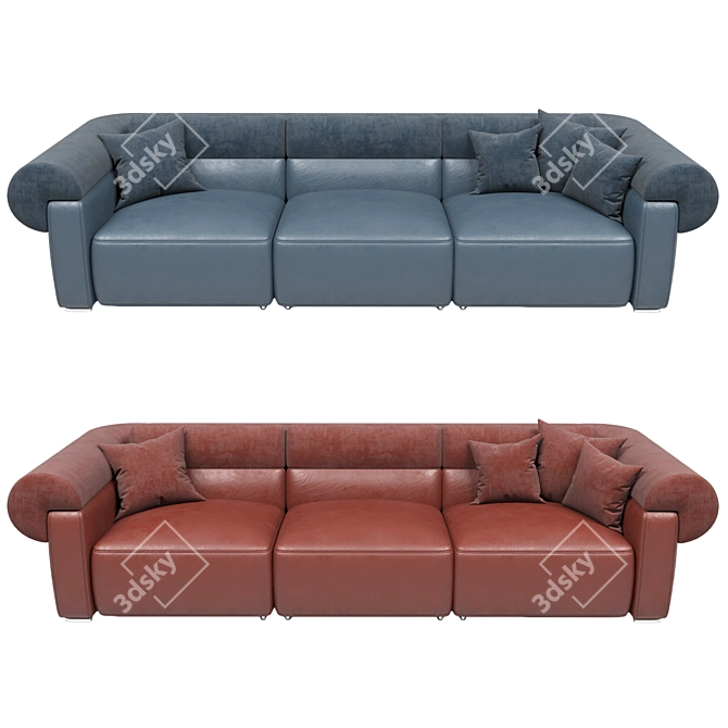 Natuzzi Classic Duo  Leather and Fabric Combination 3D model image 1