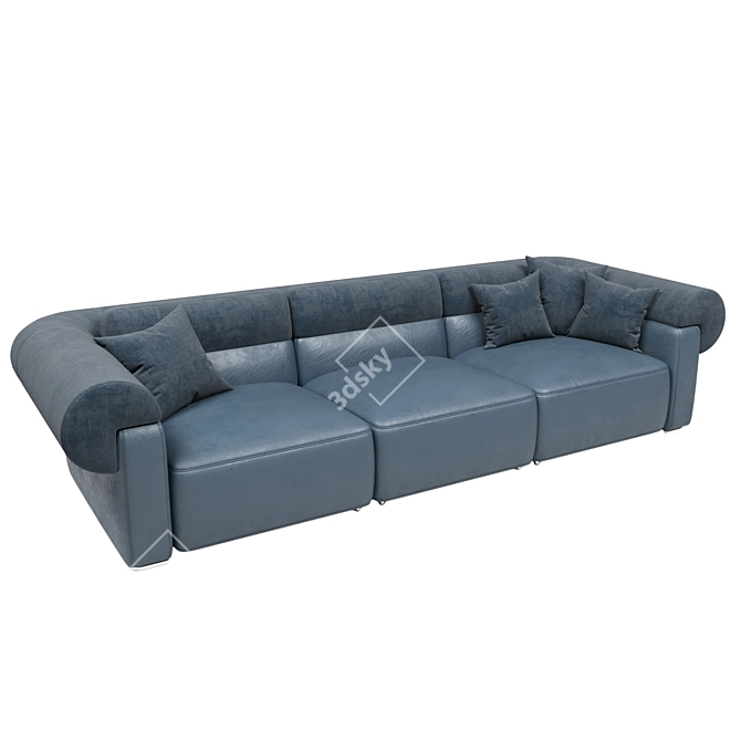 Natuzzi Classic Duo  Leather and Fabric Combination 3D model image 2