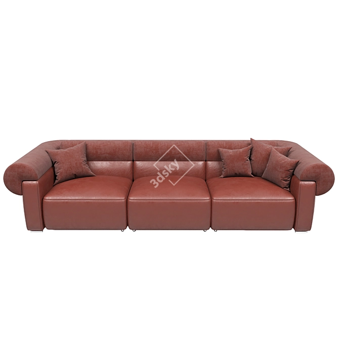 Natuzzi Classic Duo  Leather and Fabric Combination 3D model image 4