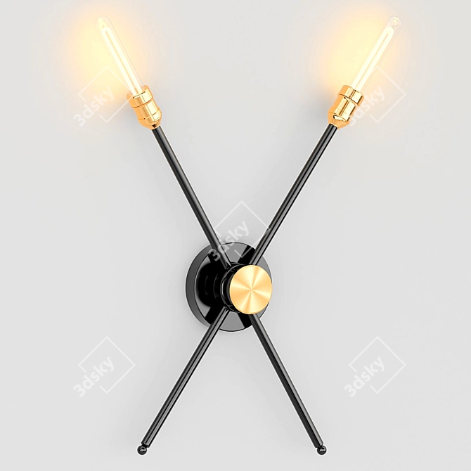 Vintage 3-Headed Wall Lamps 3D model image 4