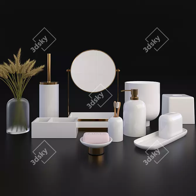 Elegant Resin Bathroom Set 3D model image 1