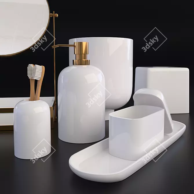 Elegant Resin Bathroom Set 3D model image 2