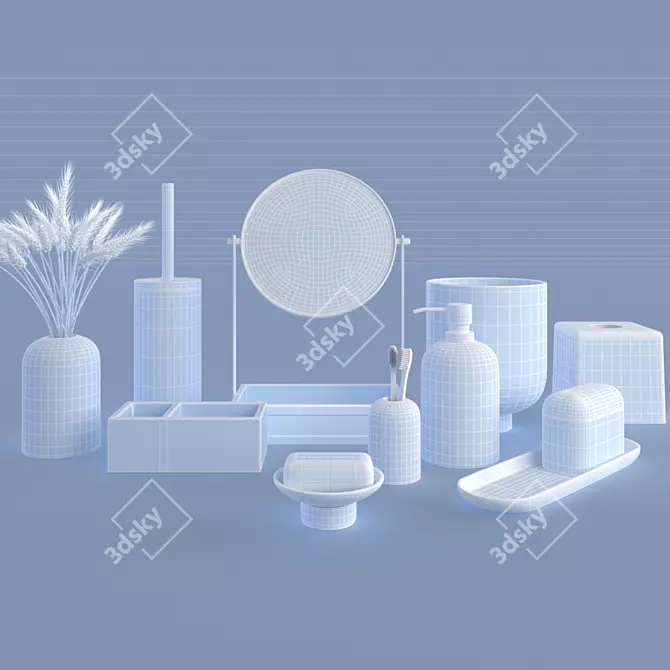 Elegant Resin Bathroom Set 3D model image 4