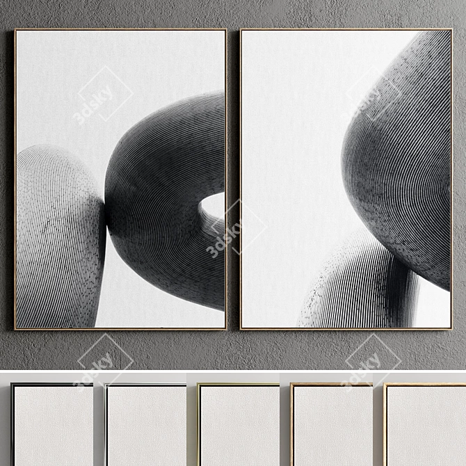 Abstract Minimalist Photo Frame in 2 Models & 5 Materials 3D model image 2