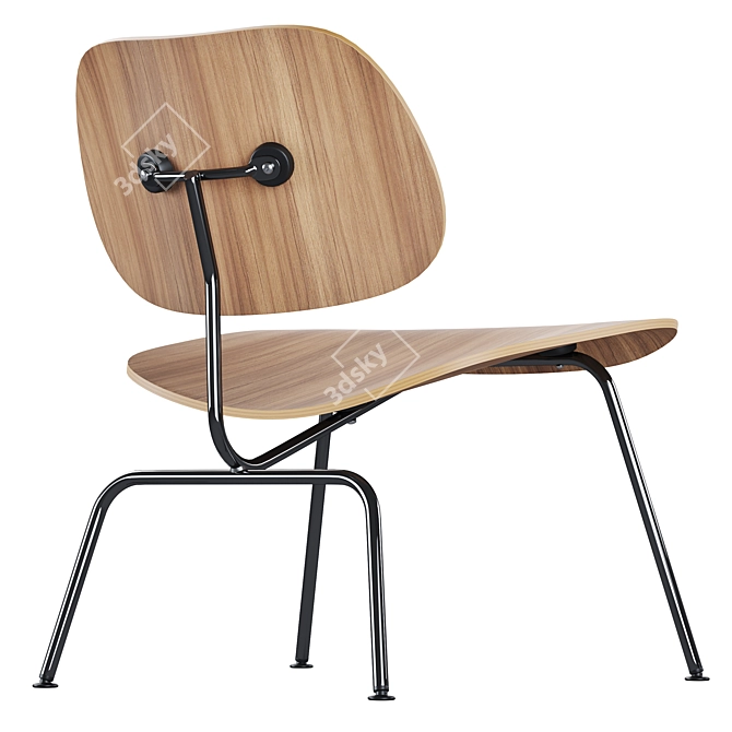 Modern Scandinavian Design Vitra Plywood Lounge Chair Metal 3D model image 2