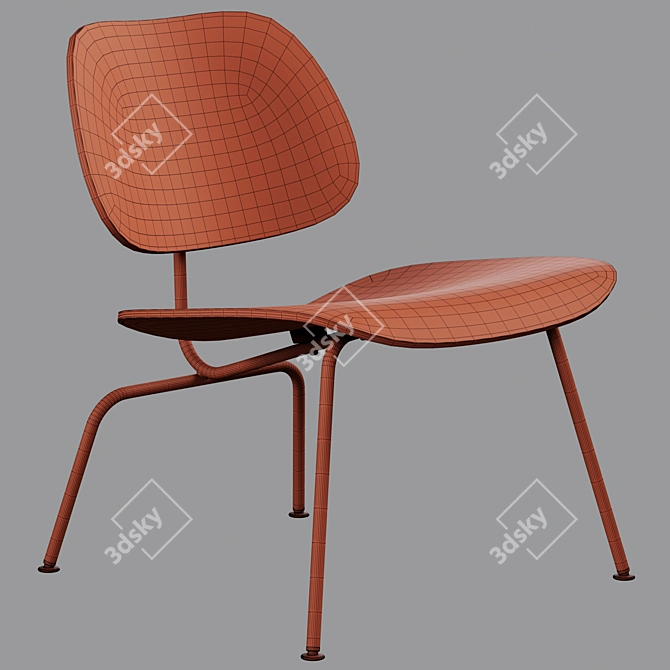 Modern Scandinavian Design Vitra Plywood Lounge Chair Metal 3D model image 5