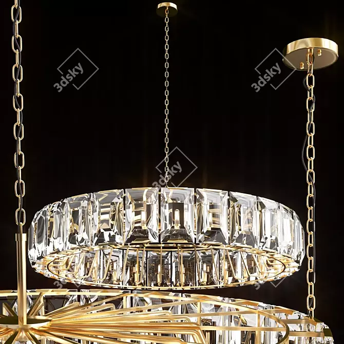 Harlow Crystal Round Chandelier - Elegant Lighting for Every Space 3D model image 5