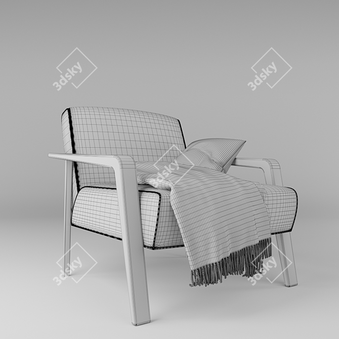 Elegant Dolce Armchair in Bordeaux Velvet 3D model image 5