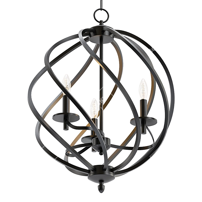 Swirled Bronze Foyer Chandelier 3D model image 1