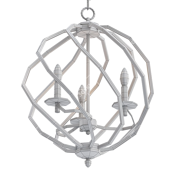 Swirled Bronze Foyer Chandelier 3D model image 2