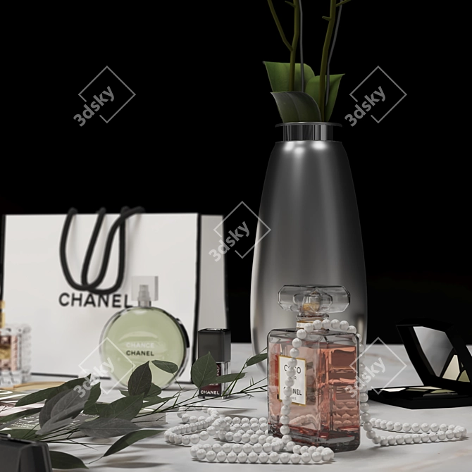 Elegant Orchid Cosmetics Set 3D model image 3