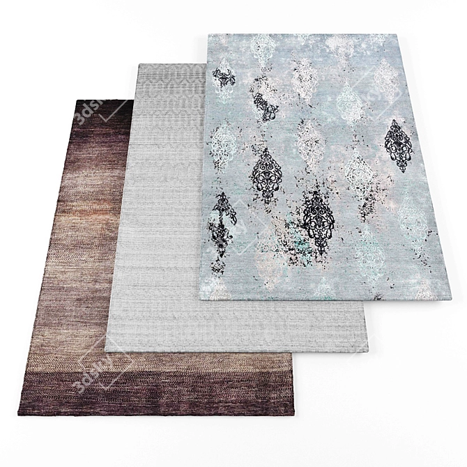 Luxury Collection: Set of 5 Rugs with Textures 3D model image 1