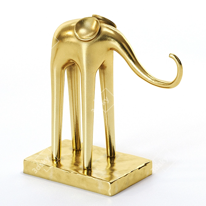 Golden Elephant Figurines 3D model image 3