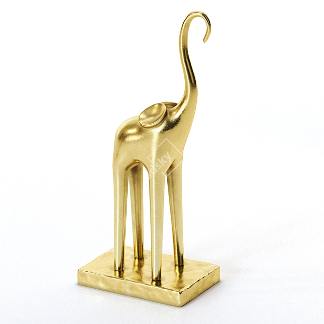 Golden Elephant Figurines 3D model image 4