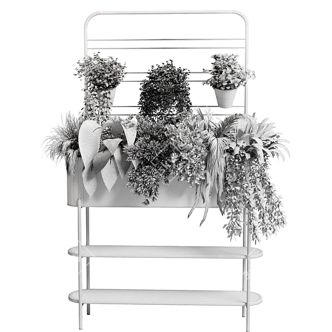 Black Metal Flower Box for Indoor Plants 3D model image 5