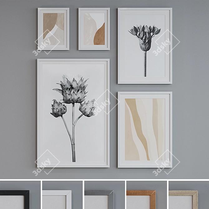 Modern Minimalist Picture Frame Set 3D model image 1