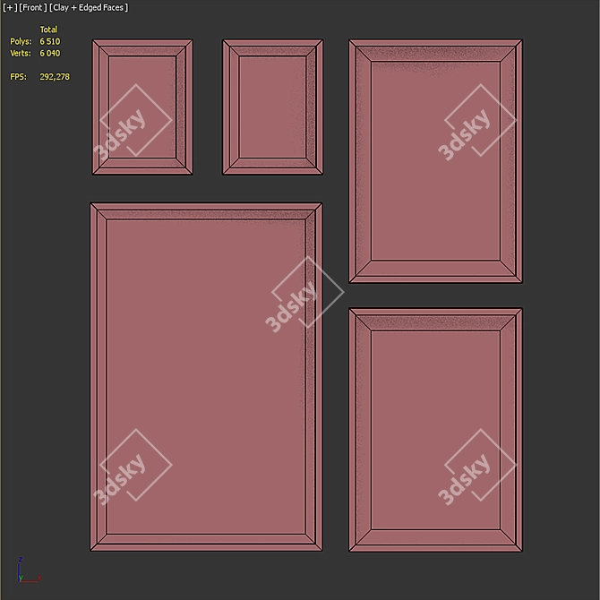 Modern Minimalist Picture Frame Set 3D model image 6