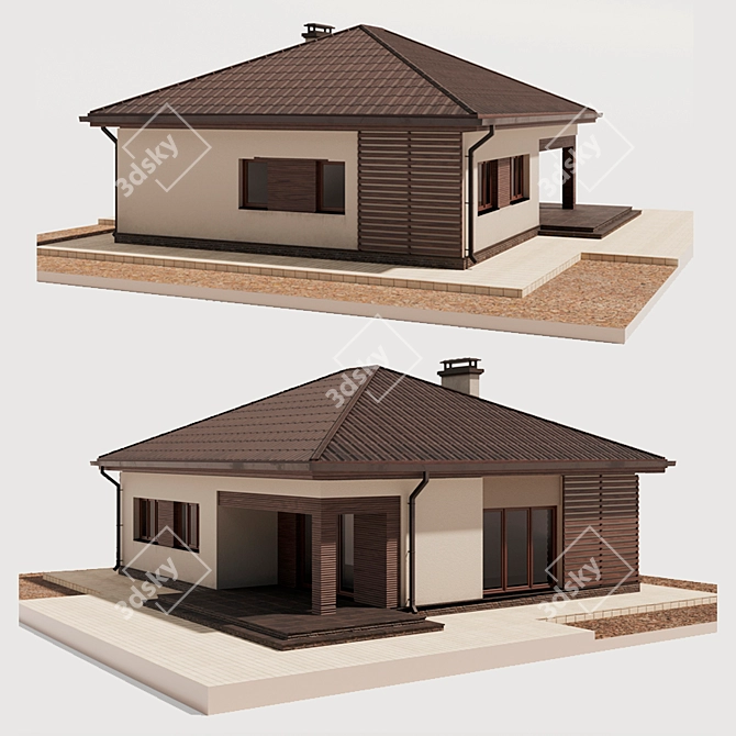 Cozy Cottage: Low-Poly House Model 3D model image 1