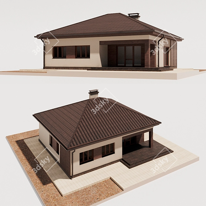 Cozy Cottage: Low-Poly House Model 3D model image 3