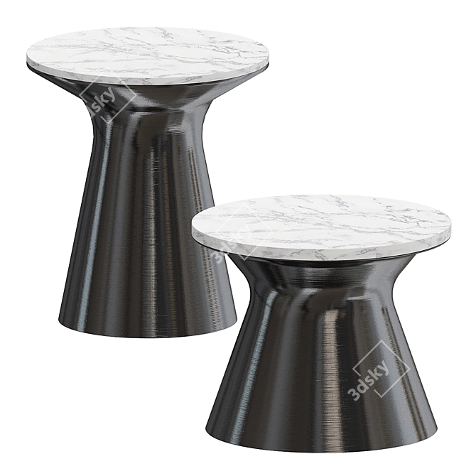 Elegant Marble Pedestal Coffee Table 3D model image 2