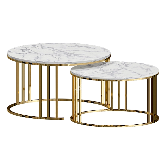 Sleek Round Nesting Tables, Set of 2 3D model image 1