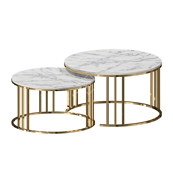 Sleek Round Nesting Tables, Set of 2 3D model image 2