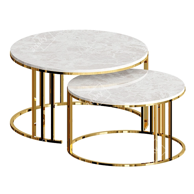 Sleek Round Nesting Tables, Set of 2 3D model image 4