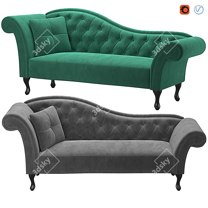 Elegant Chaise Lounge in 2K 3D model image 1