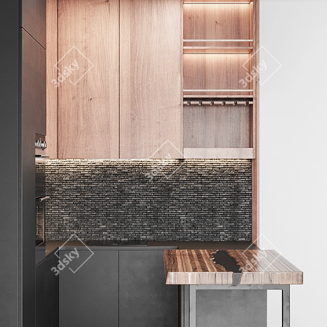 Modern Kitchen Set 2015 3D model image 2