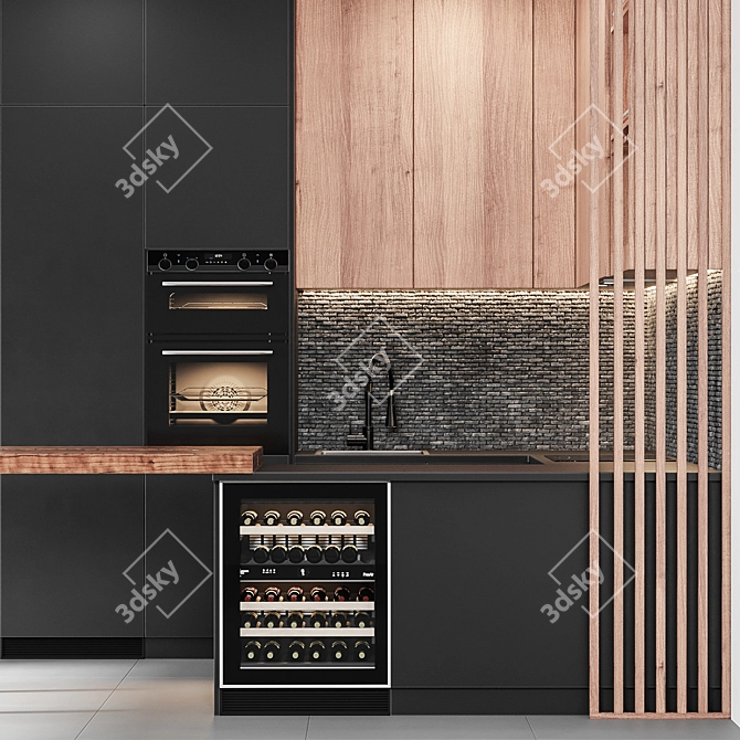 Modern Kitchen Set 2015 3D model image 3