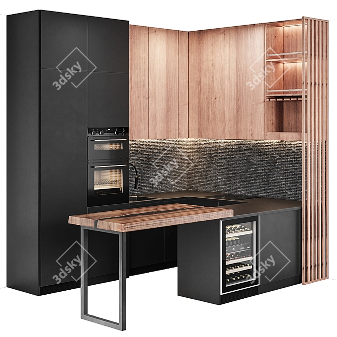 Modern Kitchen Set 2015 3D model image 7