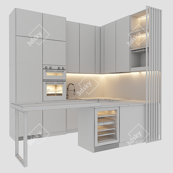 Modern Kitchen Set 2015 3D model image 17