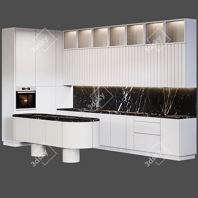 Modern White Kitchen 2015 3D model image 1