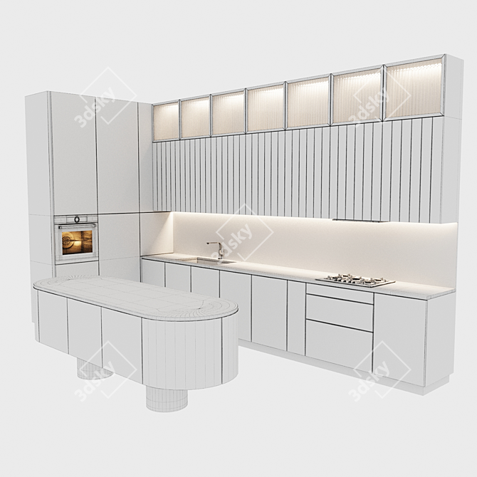Modern White Kitchen 2015 3D model image 7