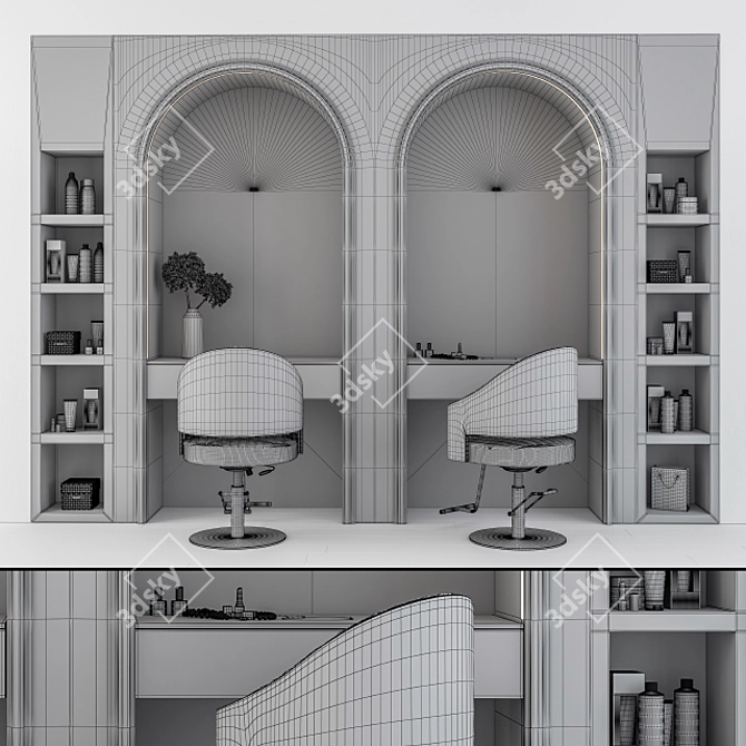 Glamour Barber Shop Set 3D model image 4