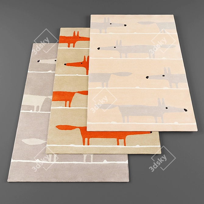 High Res Kids Rugs - Set of 3 with Texture Archive 3D model image 1