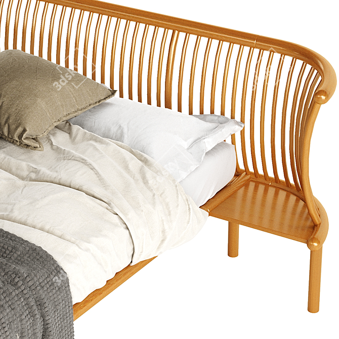 Shaker-inspired Nightstand Bed: Craftsmanship meets elegance 3D model image 5