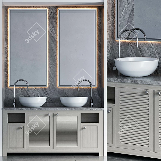  Modern Bathroom Furniture Set 3D model image 1