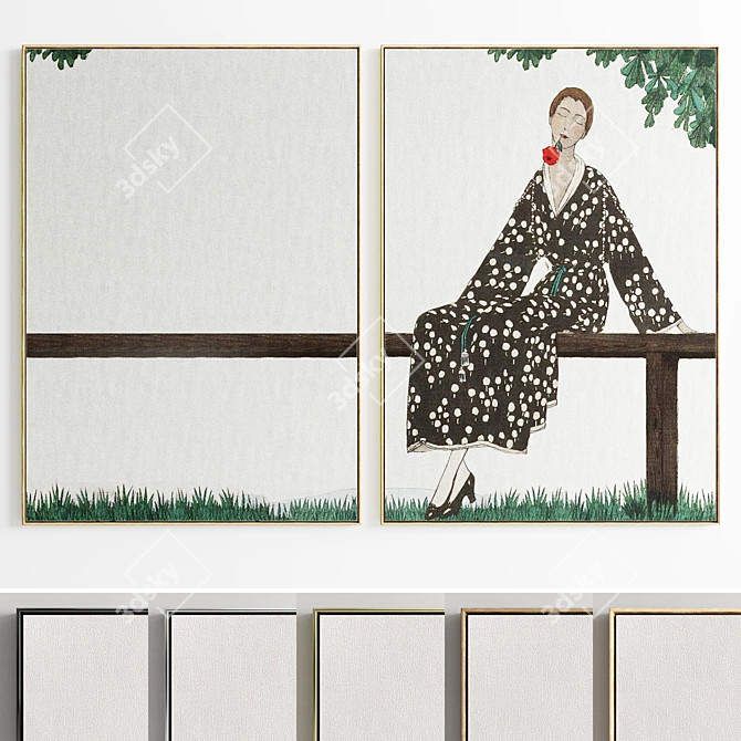 Minimalist Lonely Woman Photo Frame 3D model image 2